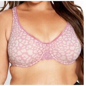Avenue Women's Smooth Caress Bra Size 48DD Pink Leopard Print NEW!
